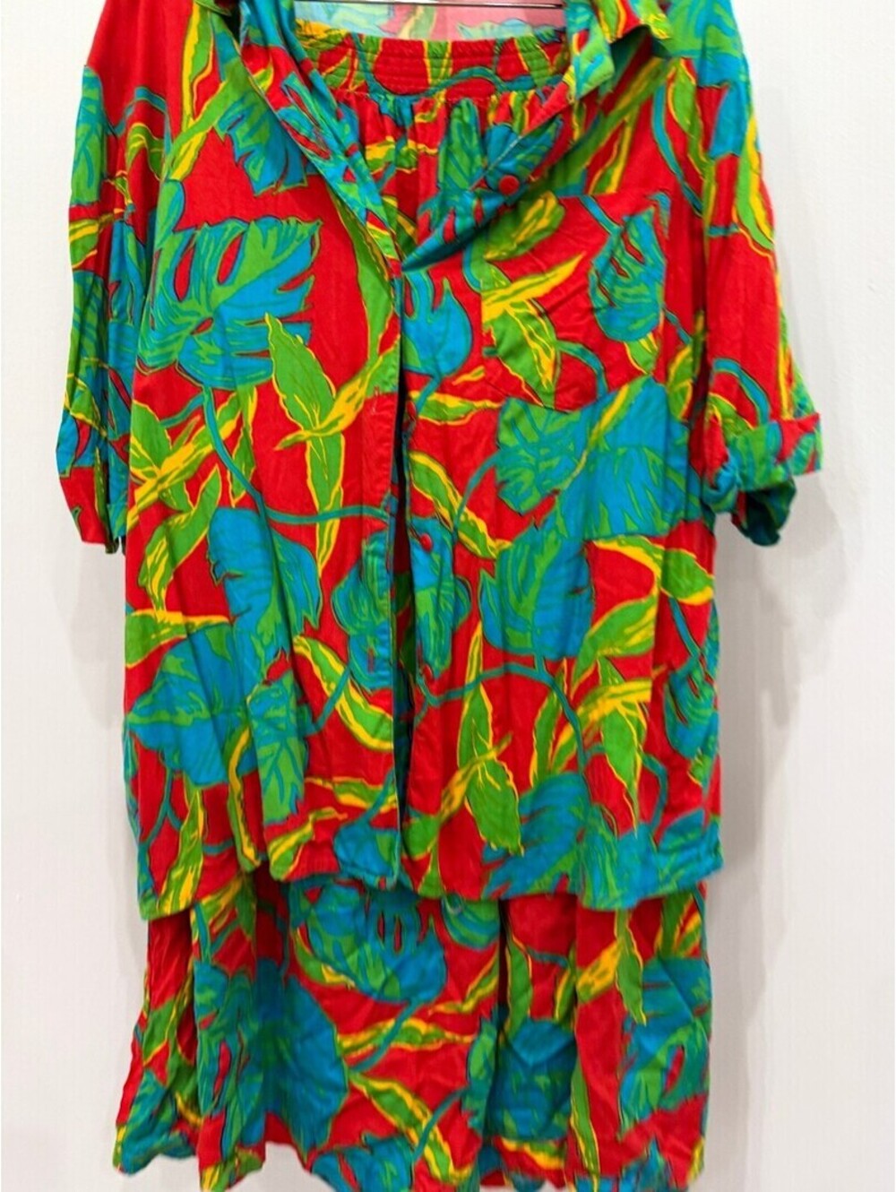 Rafaella Women's Rayon Two-Piece Set with Tropical Leaf Print, Size M/6